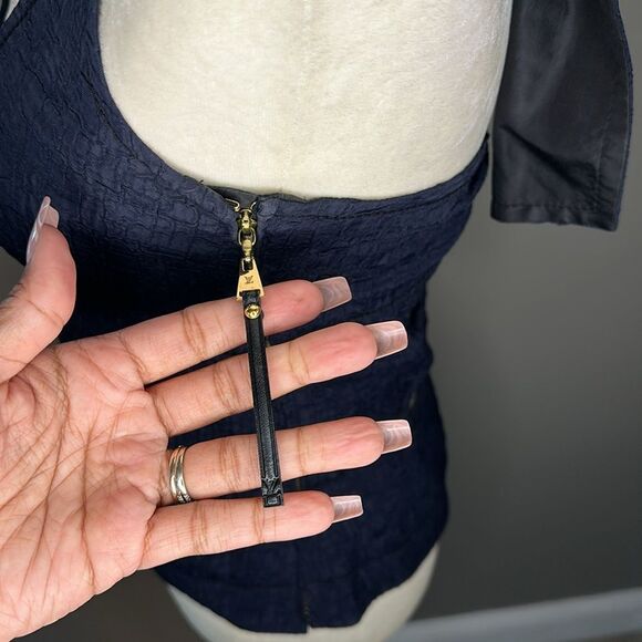 Louis Vuitton halter blue silk lining cut out back top size 38 - Picture 7 of 14